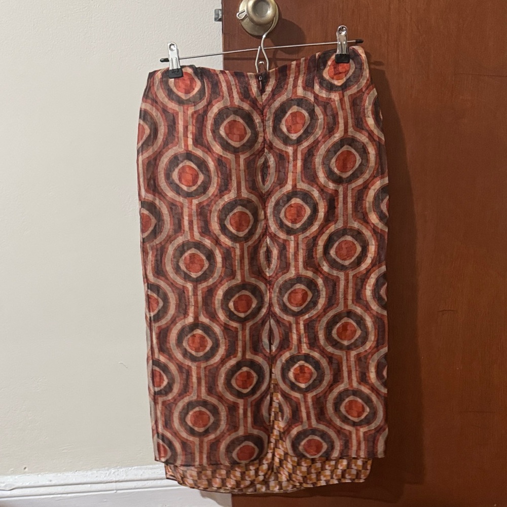Zara Multicolor Geometric Midi Skirt